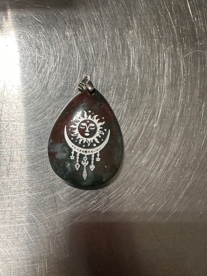 BLOODSTONE stamped pendants