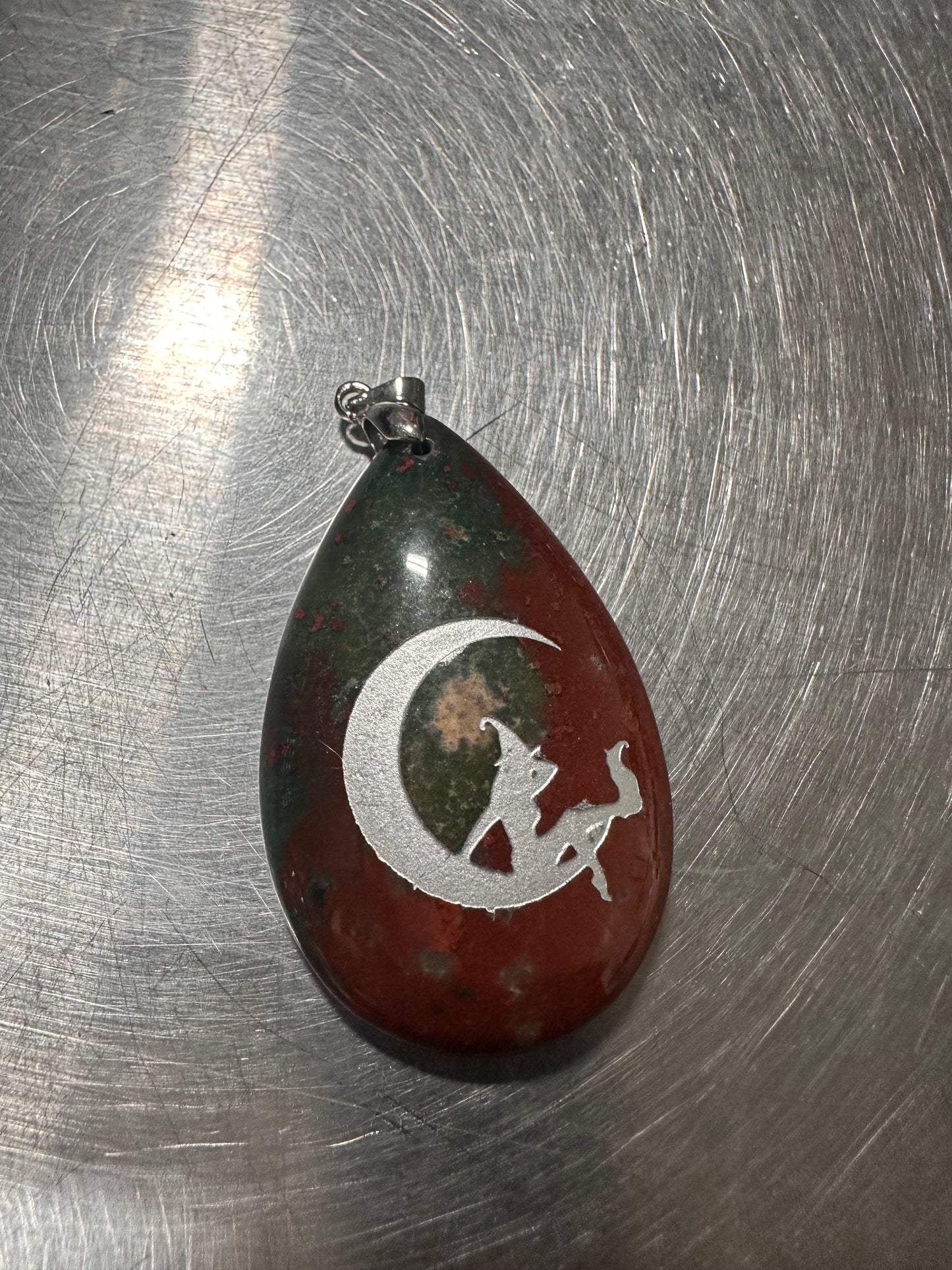 BLOODSTONE stamped pendants