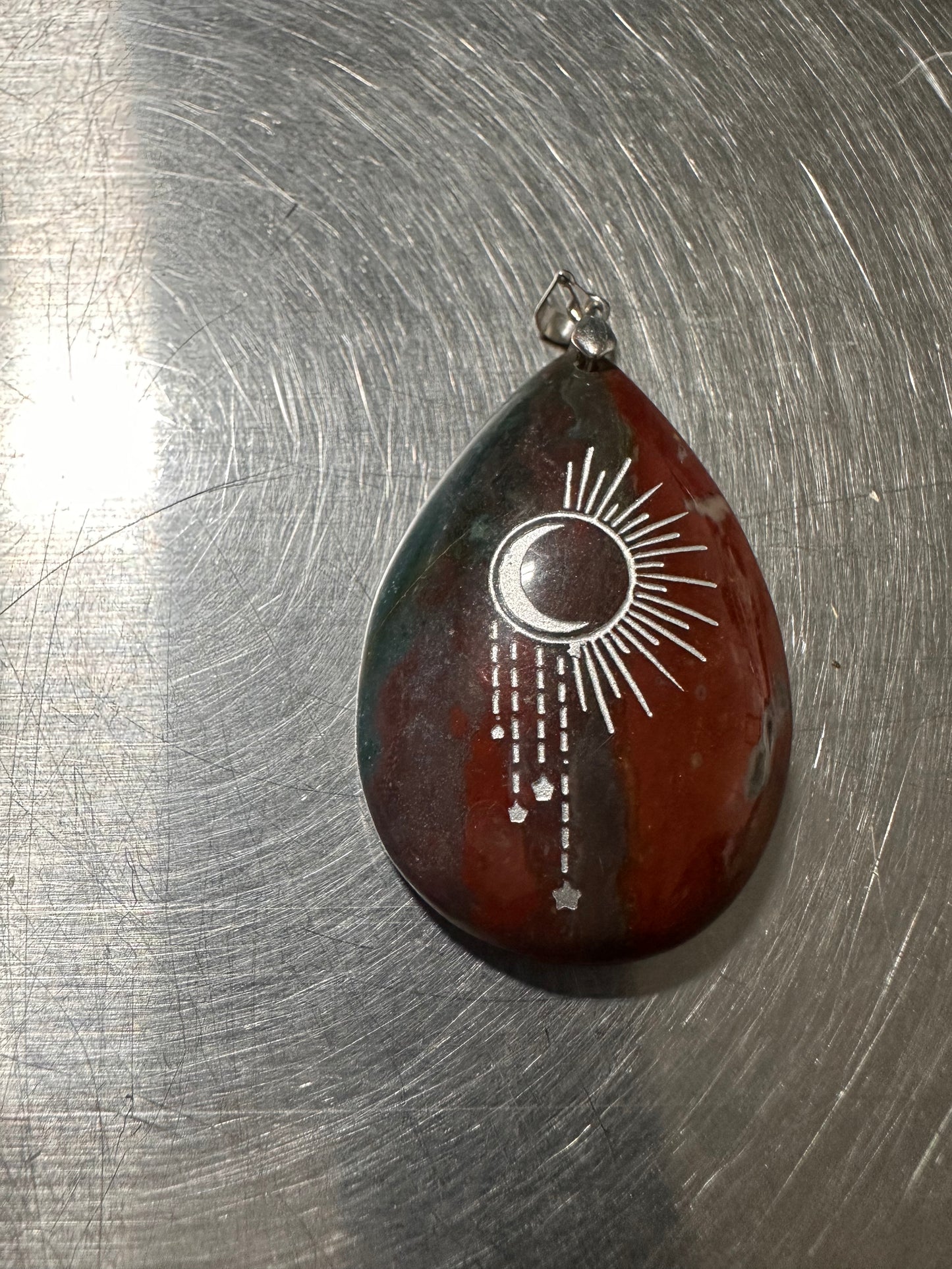 BLOODSTONE stamped pendants