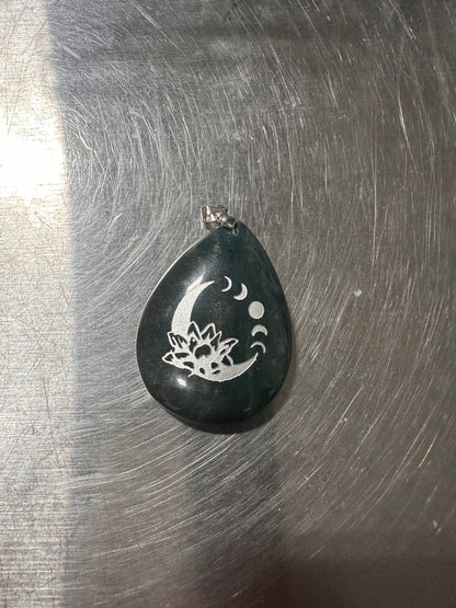 BLOODSTONE stamped pendants