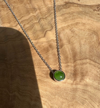6mm Canadian Jade & Silver Pendant – Natural Green Gemstone Jewelry
