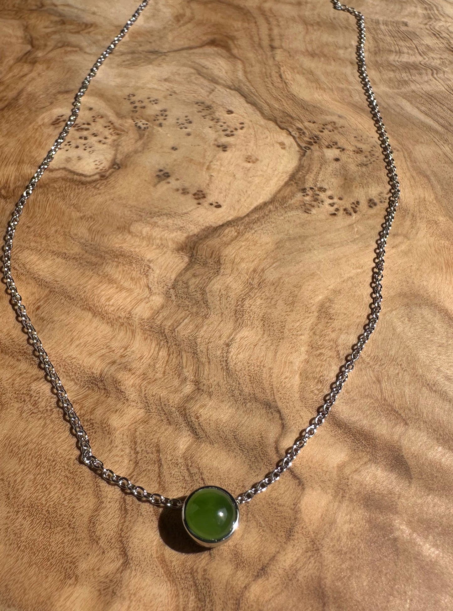 6mm Canadian Jade & Silver Pendant – Natural Green Gemstone Jewelry