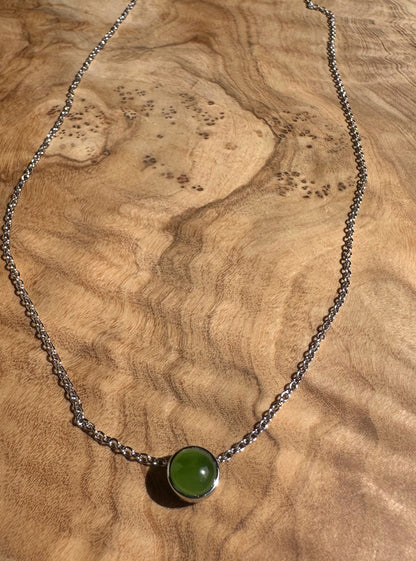 6mm Canadian Jade & Silver Pendant – Natural Green Gemstone Jewelry