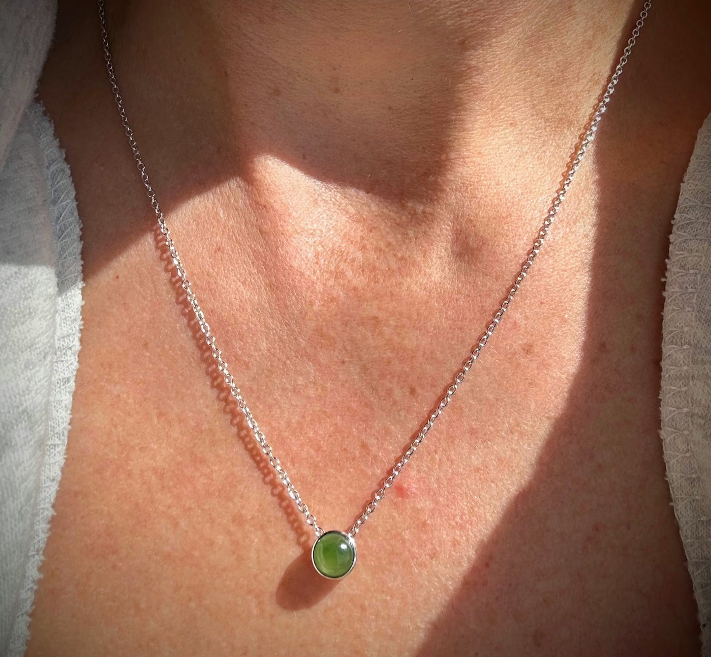 6mm Canadian Jade & Silver Pendant – Natural Green Gemstone Jewelry