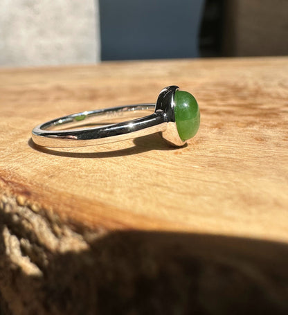 Canadian Jade Silver Ring – Genuine Nephrite Jade, Sterling Setting