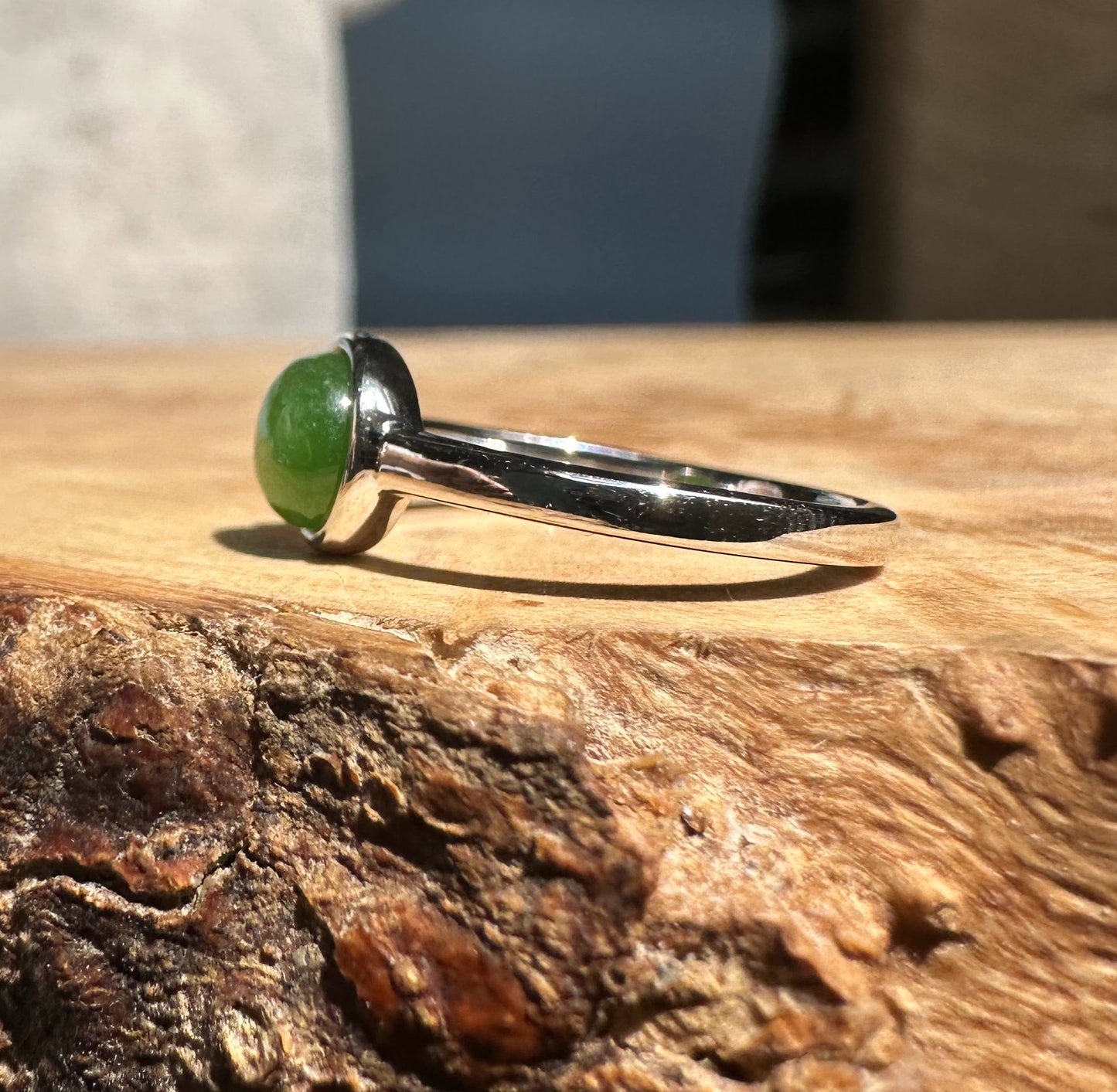 Canadian Jade Silver Ring – Genuine Nephrite Jade, Sterling Setting