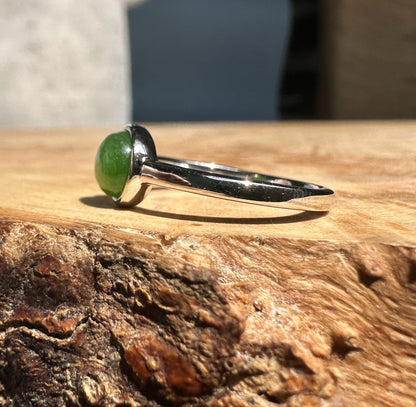 Canadian Jade Silver Ring – Genuine Nephrite Jade, Sterling Setting