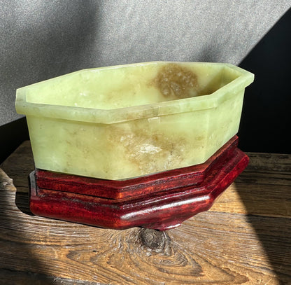 Vintage Korean Jade Bowl 5.95" – Hand Carved 1980s