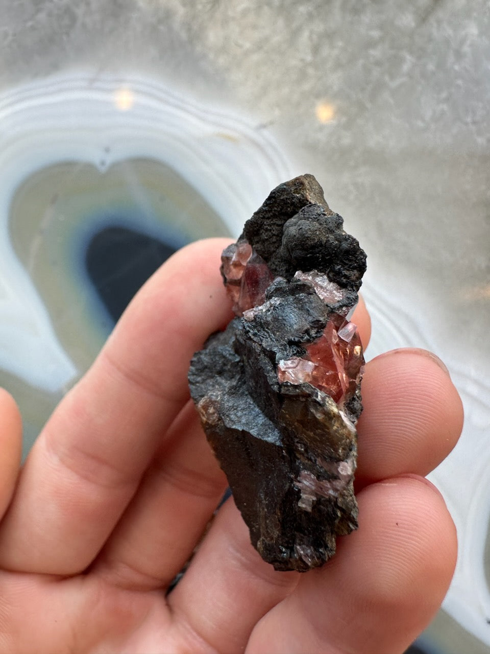 Rhodochrosite Gems on Matrix from Brazil