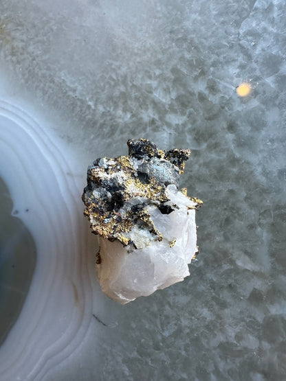 Crystalline Gold with Arsenopyrite on Quartz Sierra Co., Alleghany, California