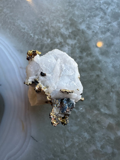 Crystalline Gold with Arsenopyrite on Quartz Sierra Co., Alleghany, California