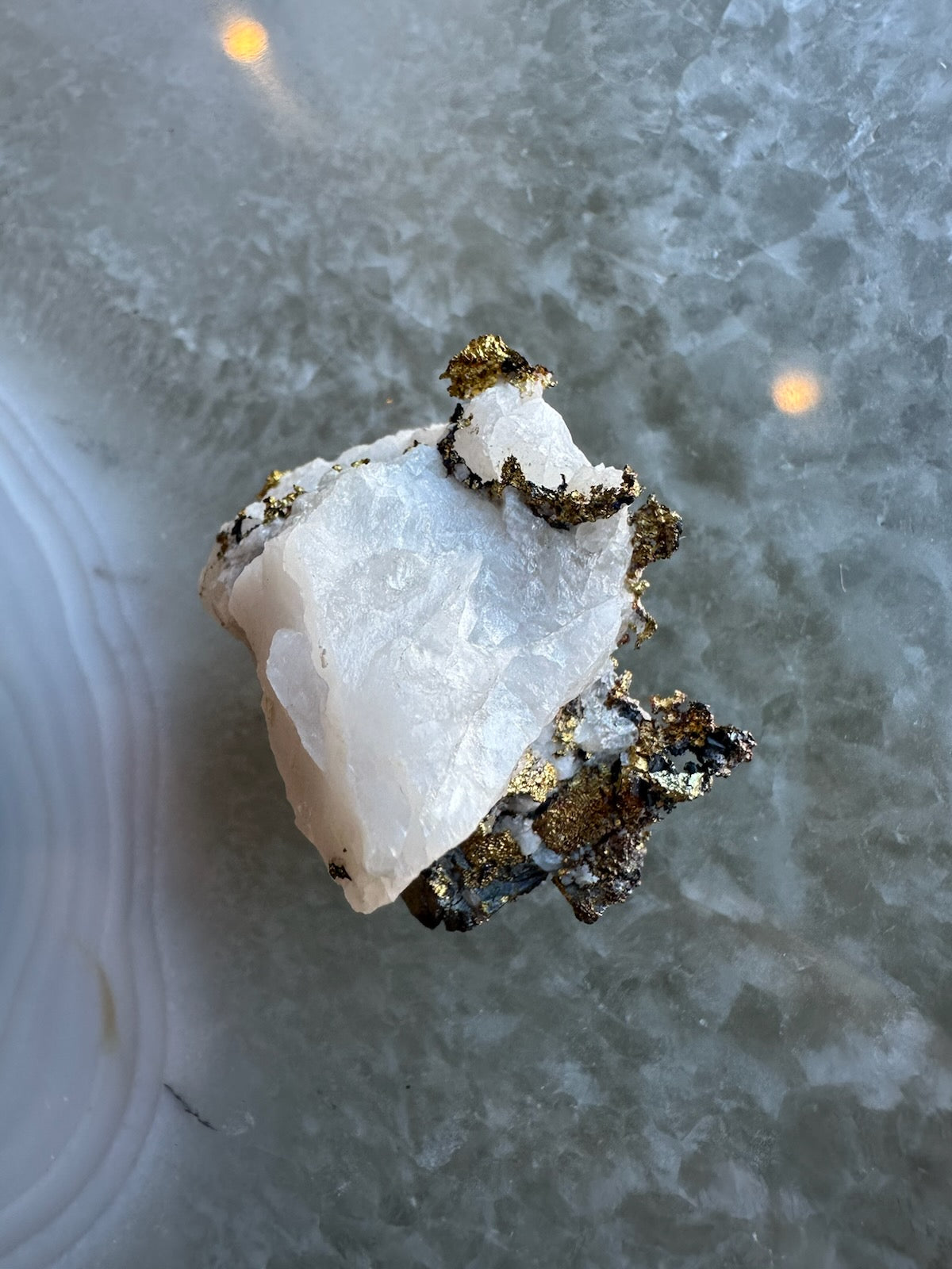 Crystalline Gold with Arsenopyrite on Quartz Sierra Co., Alleghany, California