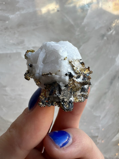 Crystalline Gold with Arsenopyrite on Quartz Sierra Co., Alleghany, California