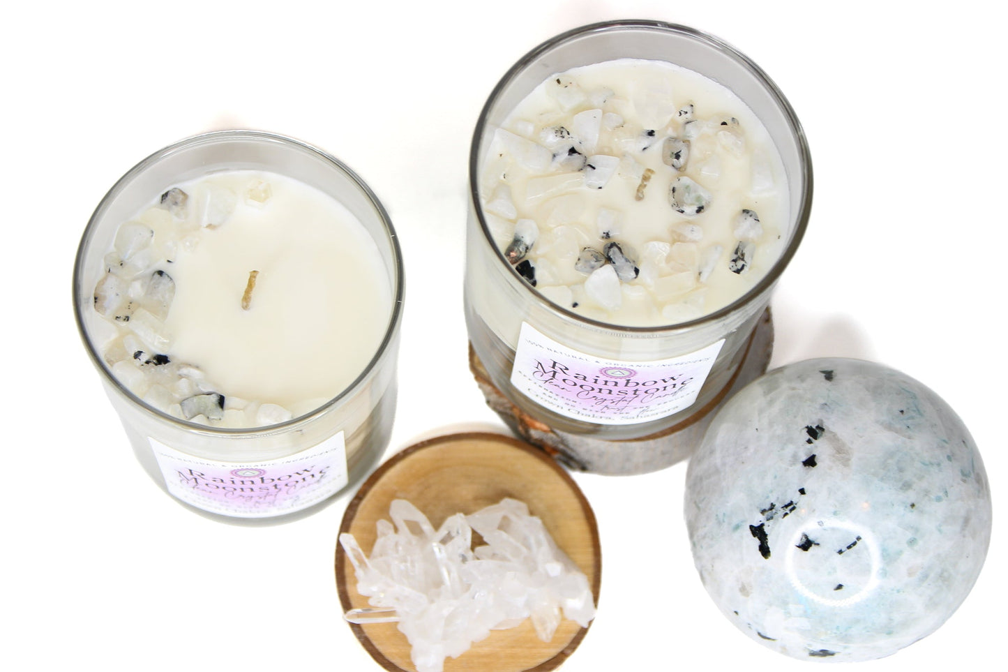 Rainbow Moonstone Clean Crystal Candle