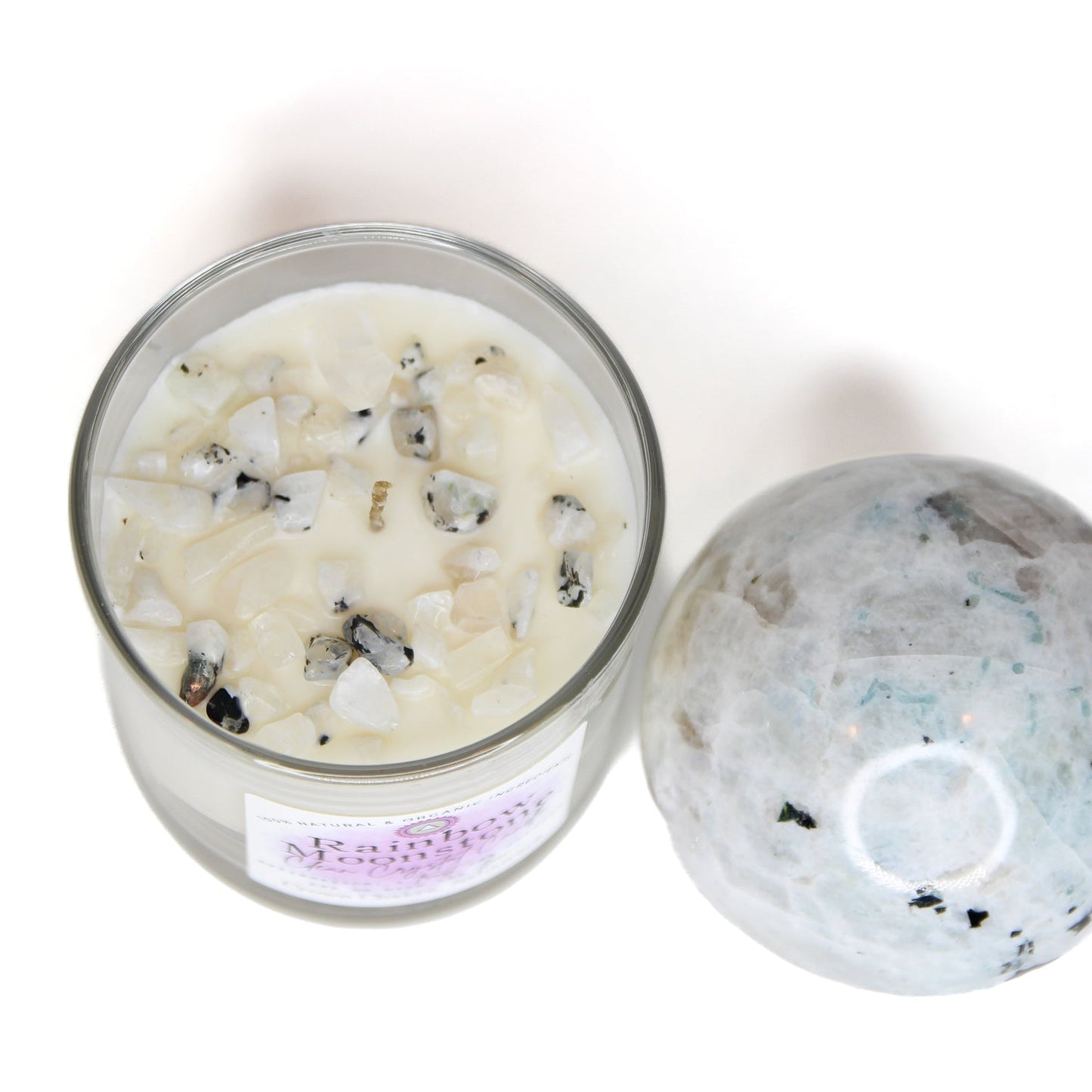 Rainbow Moonstone Clean Crystal Candle