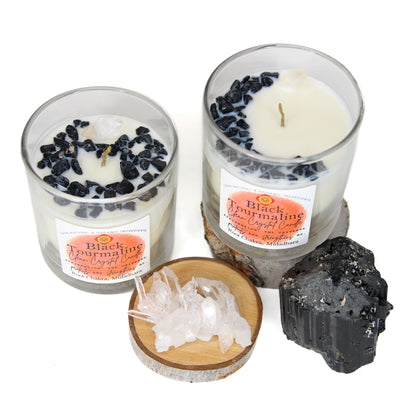 Black Tourmaline Crystal Chakra Candle