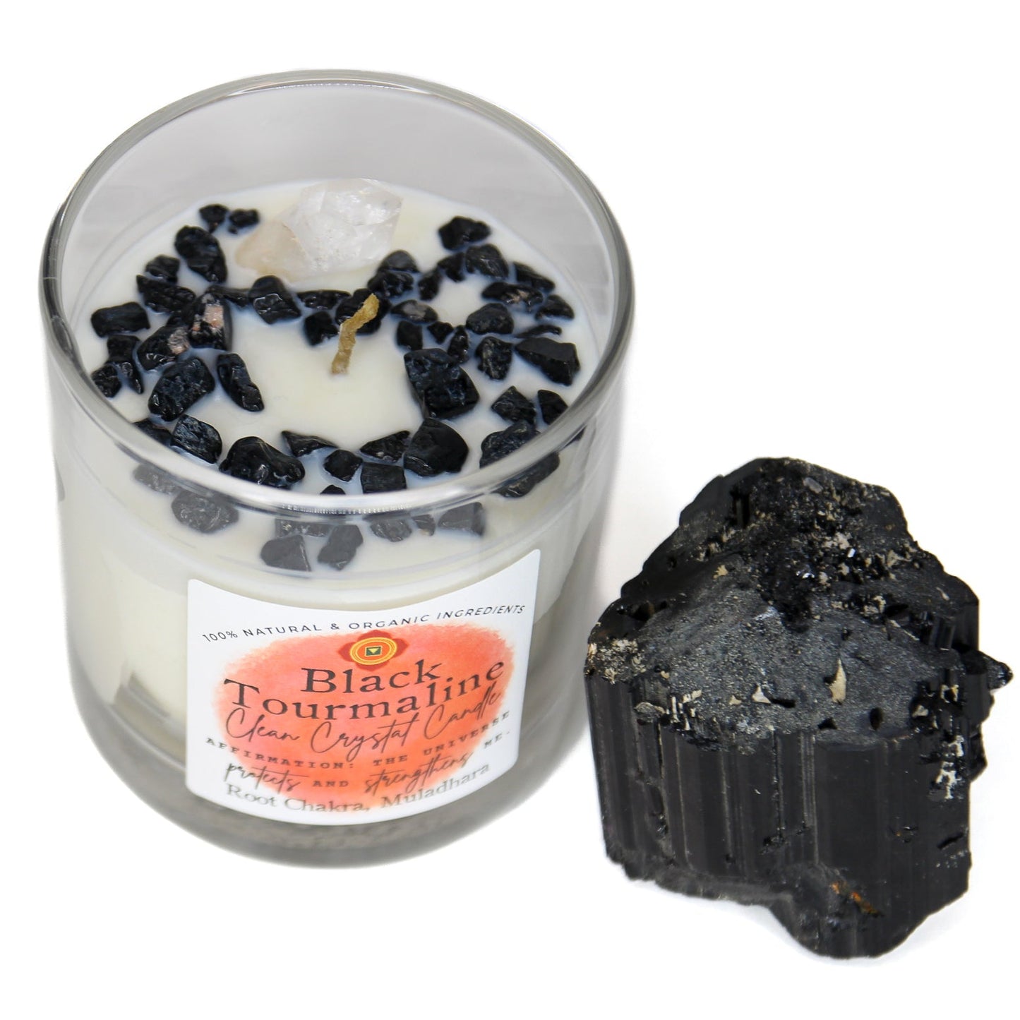 Black Tourmaline Crystal Chakra Candle