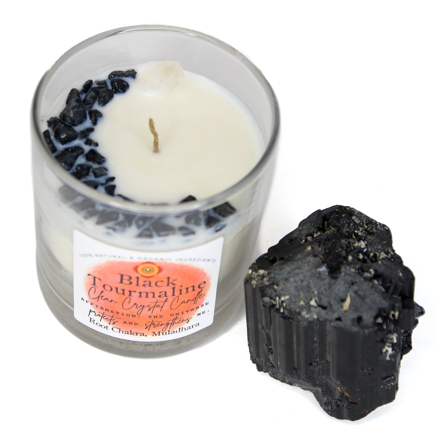 Black Tourmaline Crystal Chakra Candle