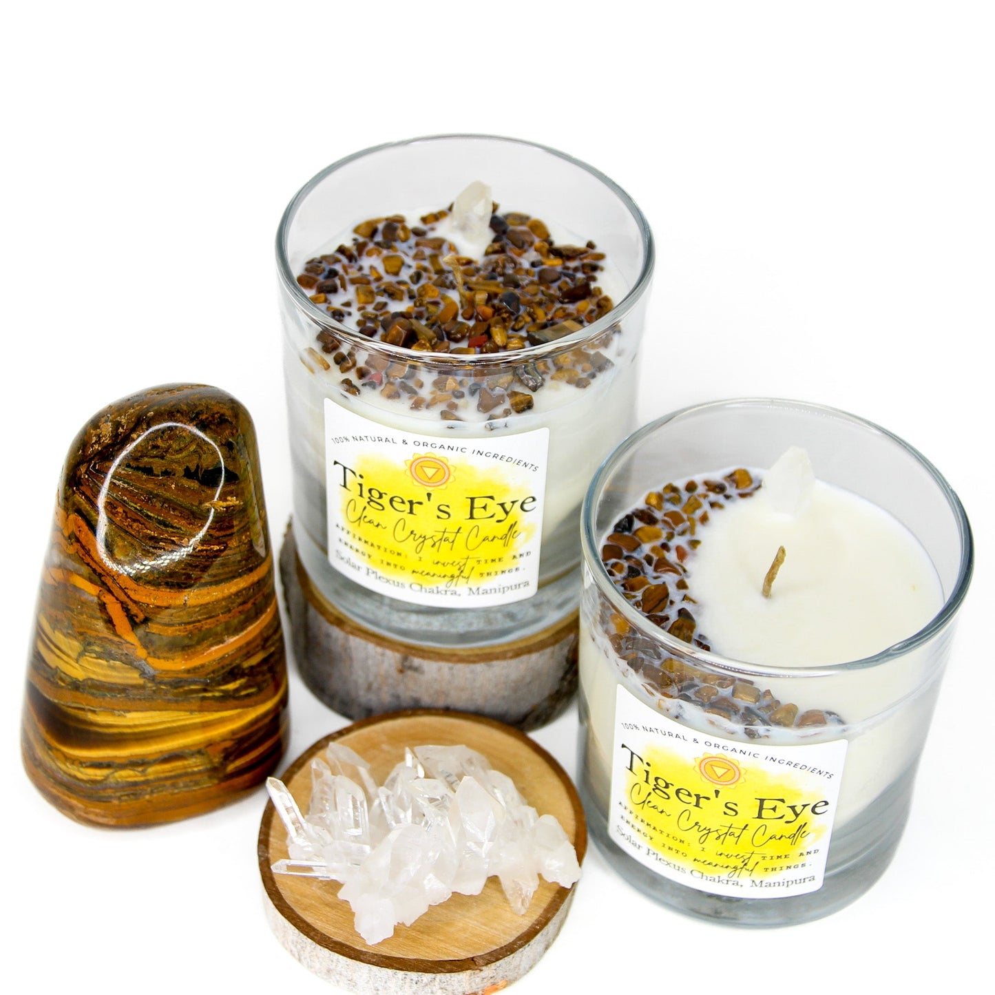 Tiger's Eye Clean Crystal Candle