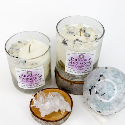 Rainbow Moonstone Clean Crystal Candle