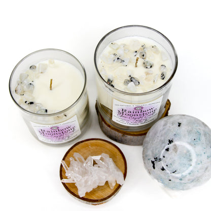 Rainbow Moonstone Clean Crystal Candle