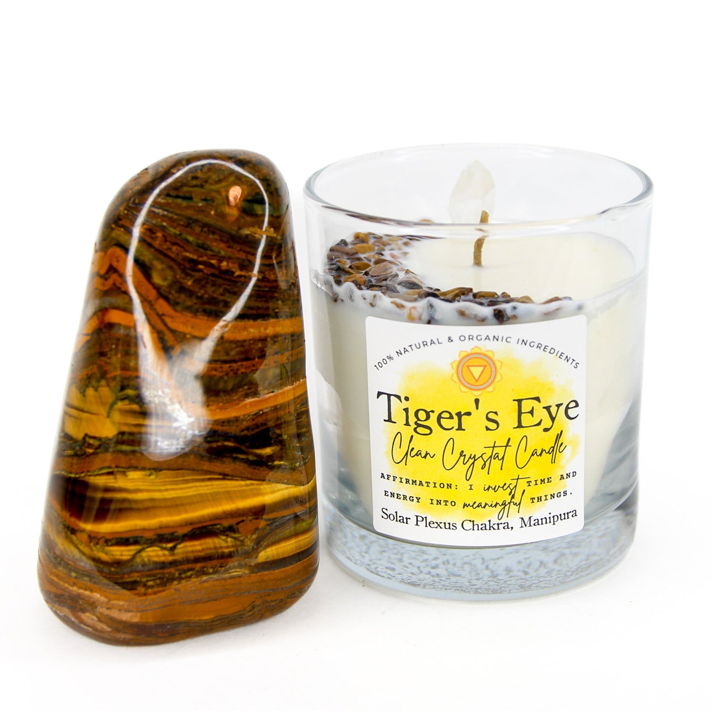 Tiger's Eye Clean Crystal Candle
