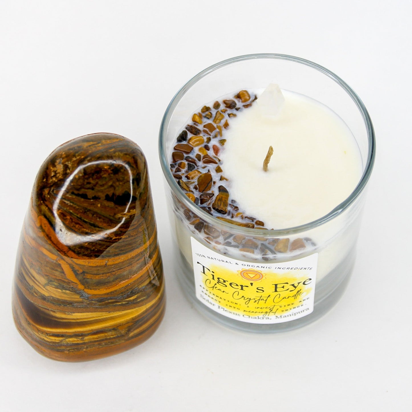 Tiger's Eye Clean Crystal Candle