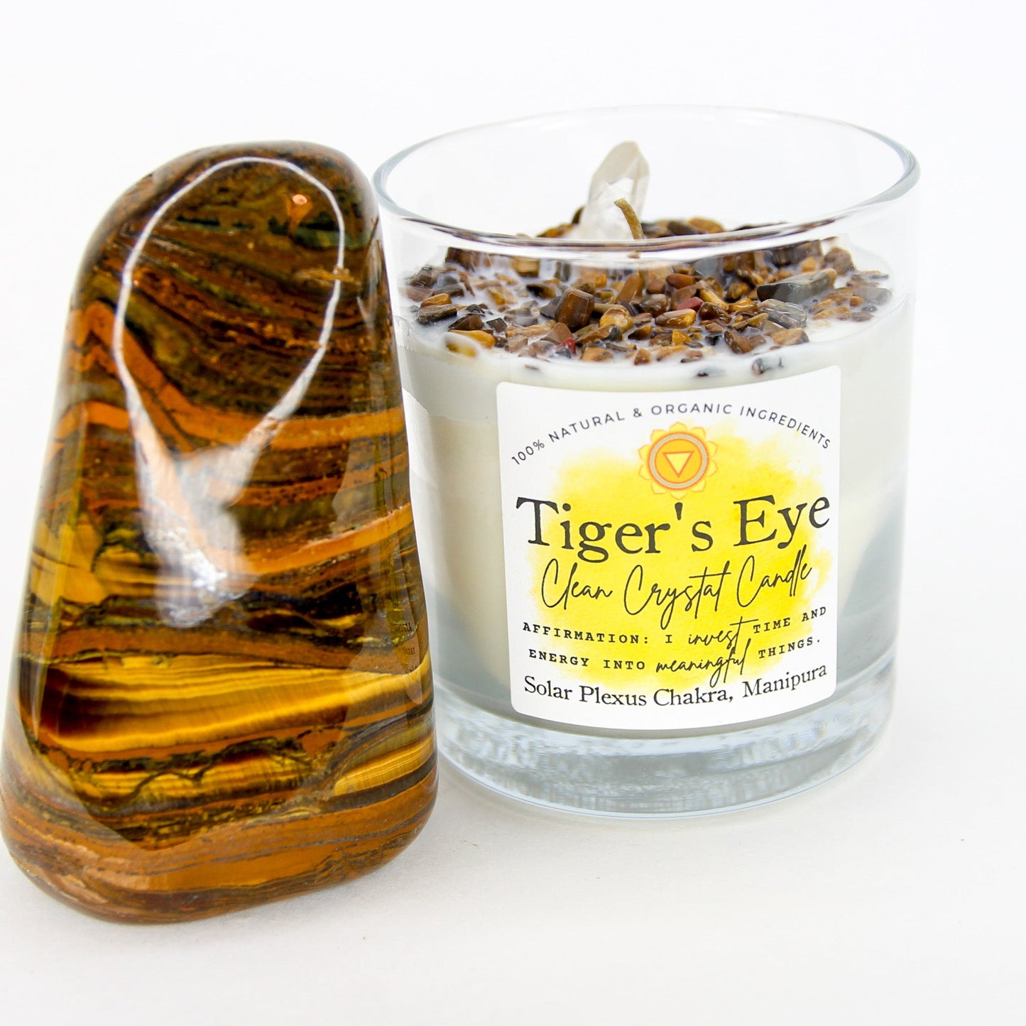 Tiger's Eye Clean Crystal Candle