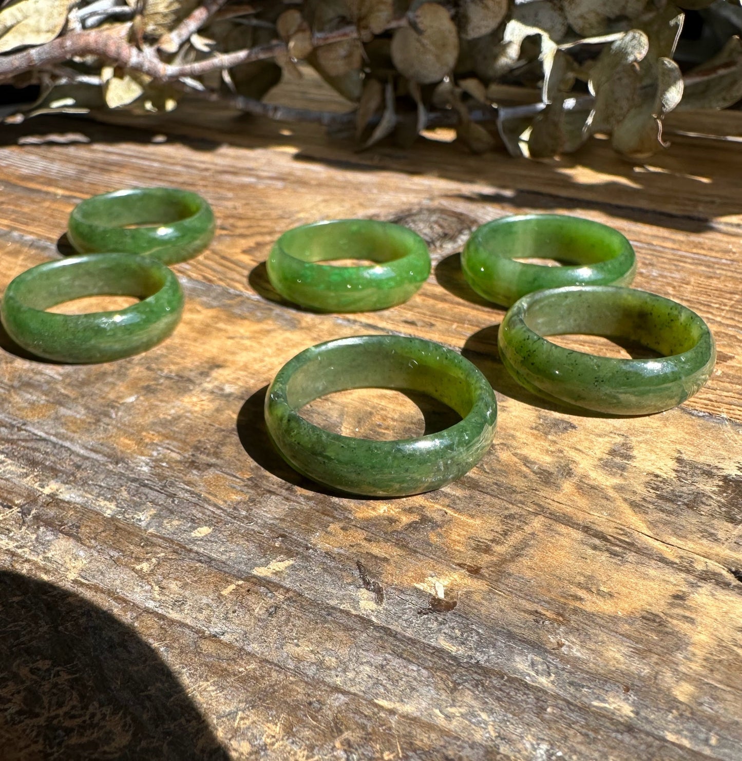 Green Nephrite Jade Band Ring – 6.5mm Hand Carved Unisex Jewelry