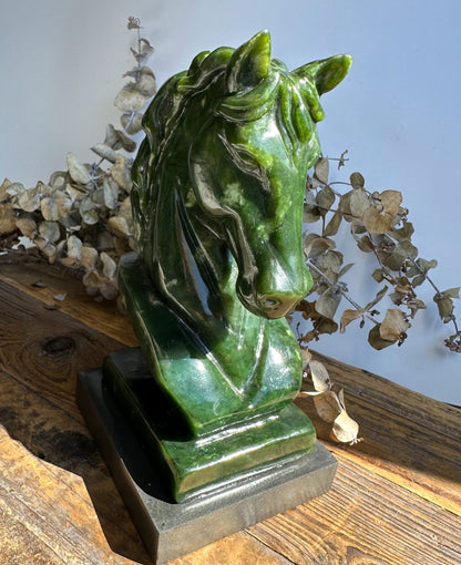 Canadian Nephrite Jade Horse Head, 6"