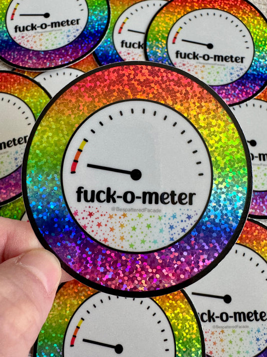 Bespattered Facade Rainbow Rainbow Holographic Glitter Fuck-o-Meter Sticker