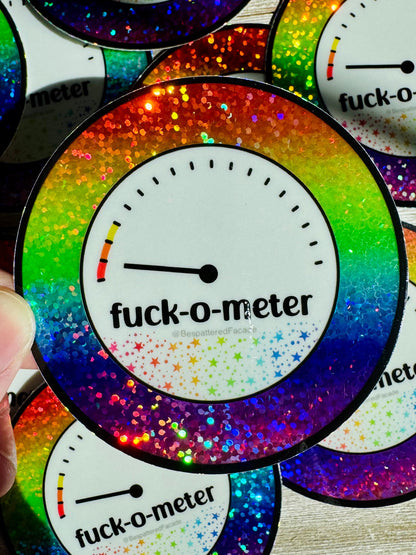 Bespattered Facade Rainbow Rainbow Holographic Glitter Fuck-o-Meter Sticker