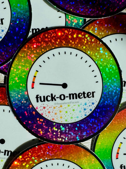 Bespattered Facade Rainbow Rainbow Holographic Glitter Fuck-o-Meter Sticker