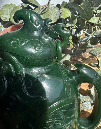 Dark Green Canadian Jade Phoenix Teapot*