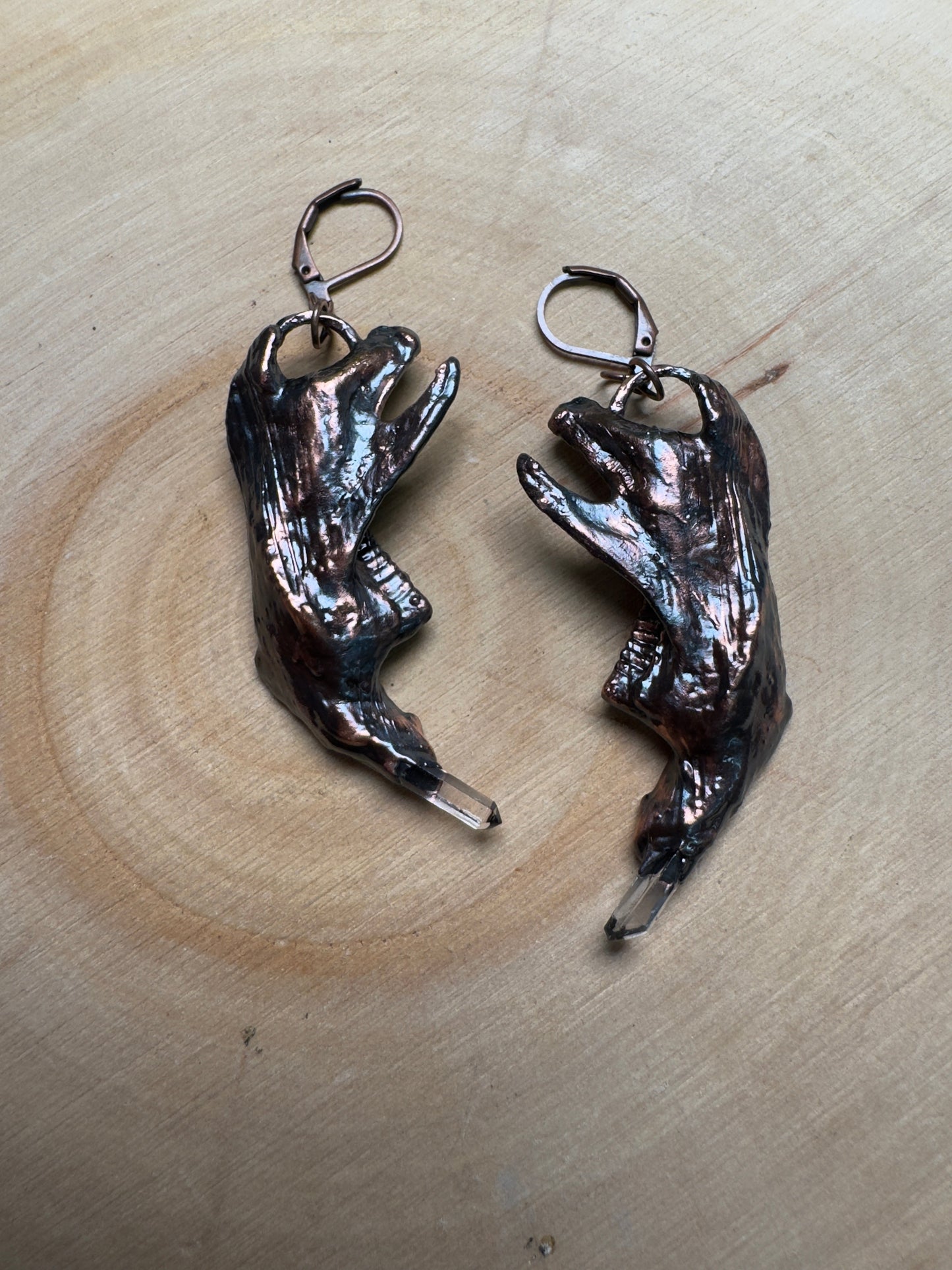 Beltharion- Muskrat Jawbone and Quartz Earrings
