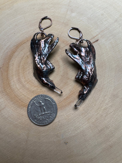 Beltharion- Muskrat Jawbone and Quartz Earrings