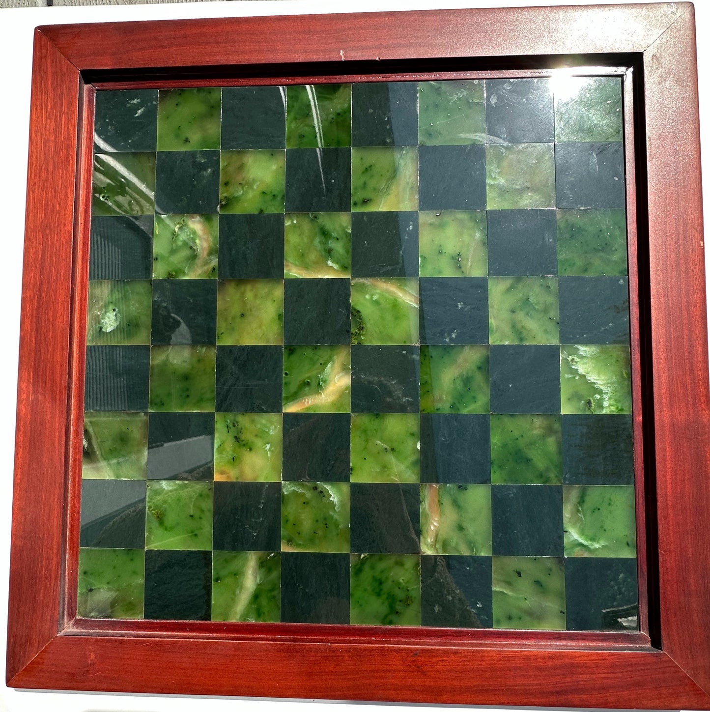 Nephrite Jade Chess Board – Siberian & Chinese Jade, 18.75" Square