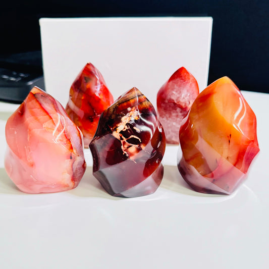 Carnelian flame carvings