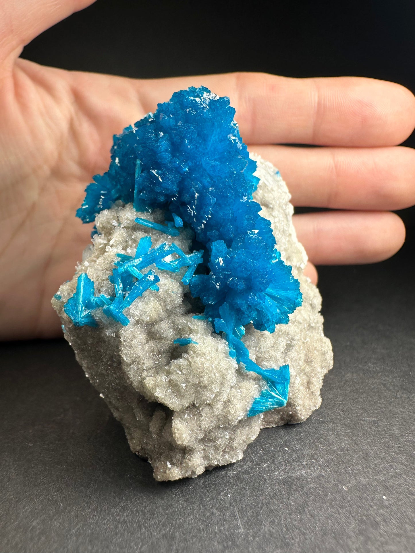 Cavansite with Stilbite on Matrix from Pune, Maharashtra, India