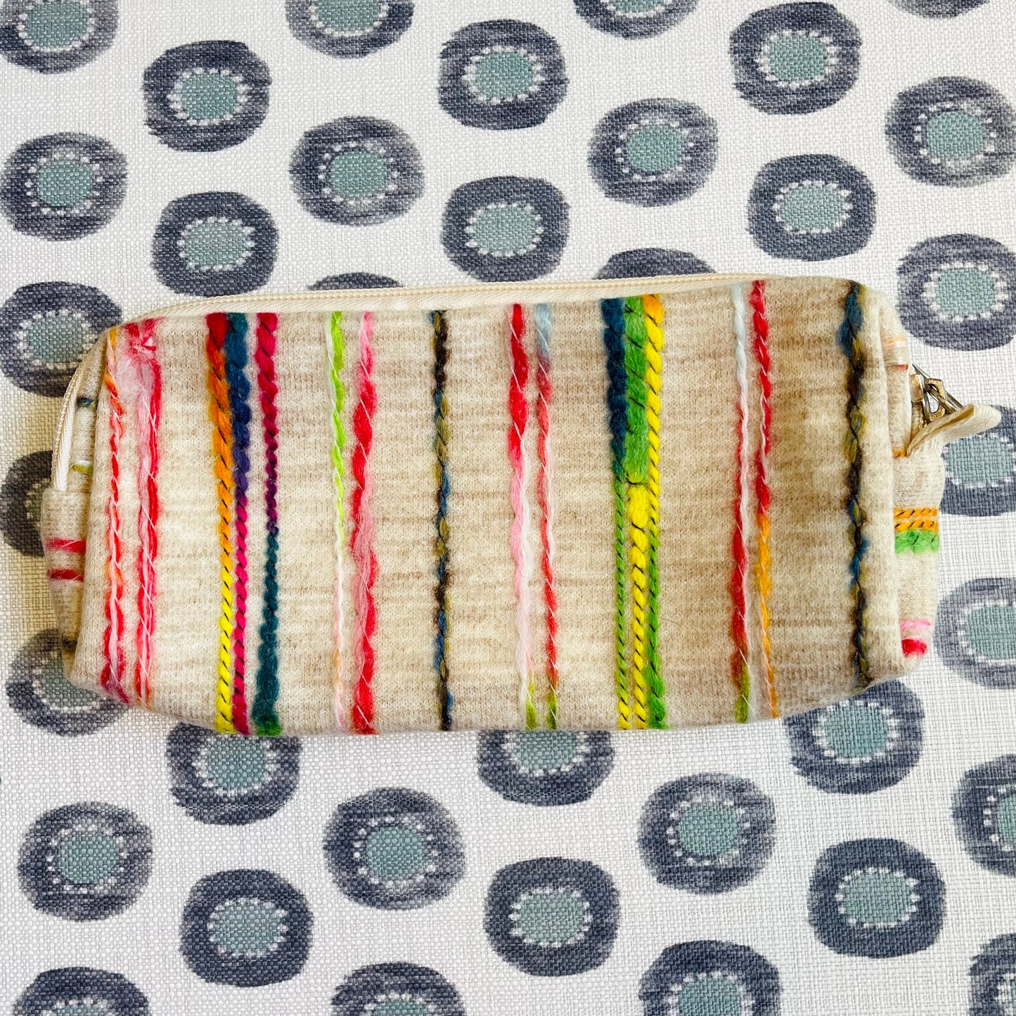 Set of 3 Rainbow Stripes Zippered Pouch Bags