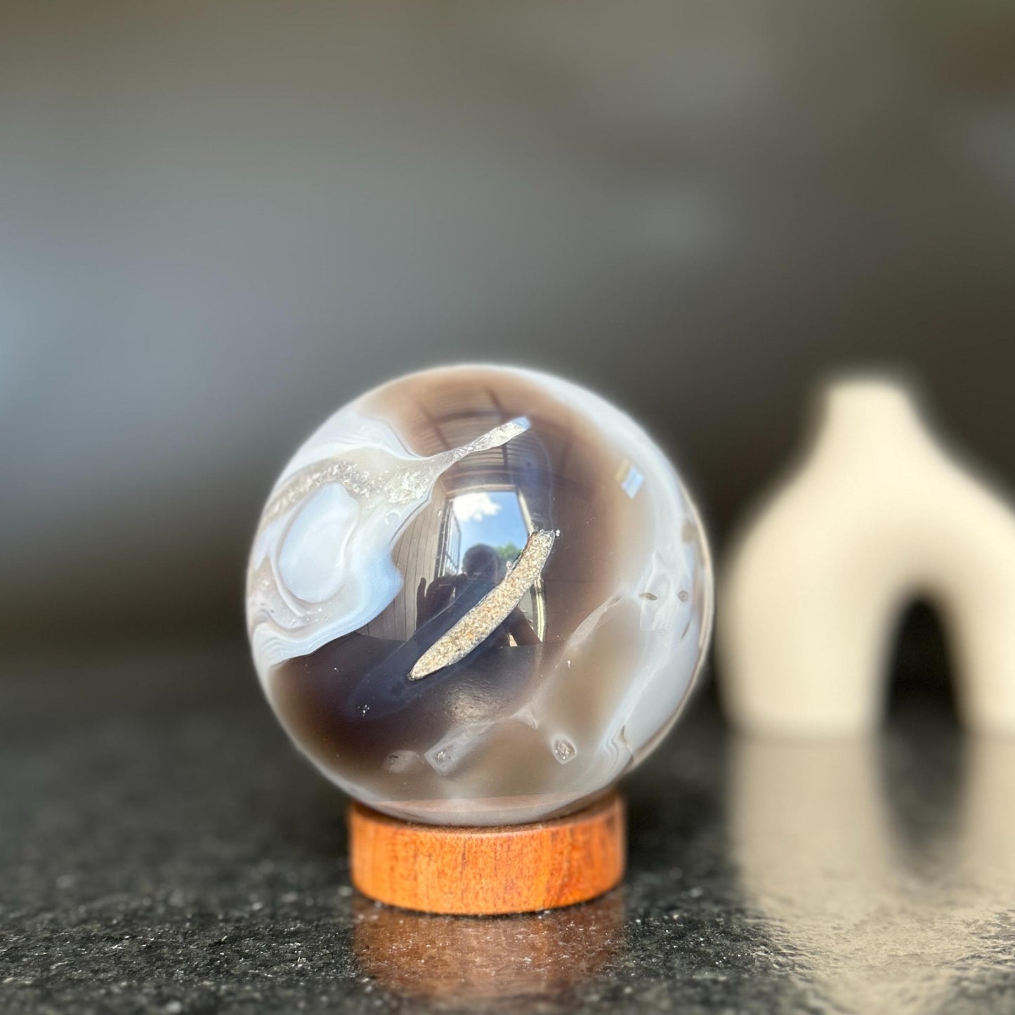 Semi precious gemstone , amethyst sphere - rare