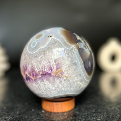 Large Amethyst Geode Sphere – 4.7+ lbs with Base