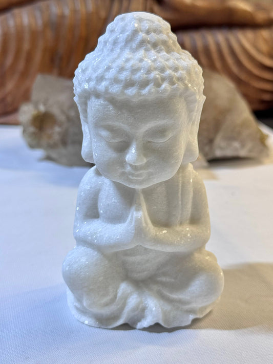 5" Buddha Carving - White Jade - Ethically Sourced