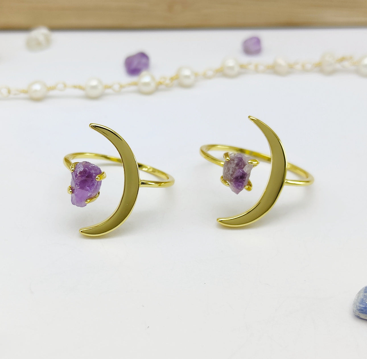 Gold Moon Amethyst Ring