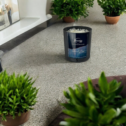 Island Zen Crystal Candle with Quartz | Coconut-Soy Wax Candle, 9oz