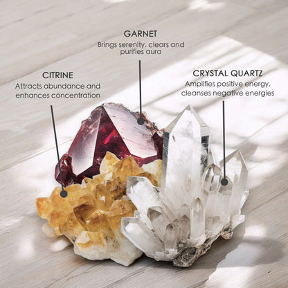 Sunshower Mist Crystal Candle with Garnet, Quartz, & Citrine | Coconut-Soy Wax Candle, 9oz