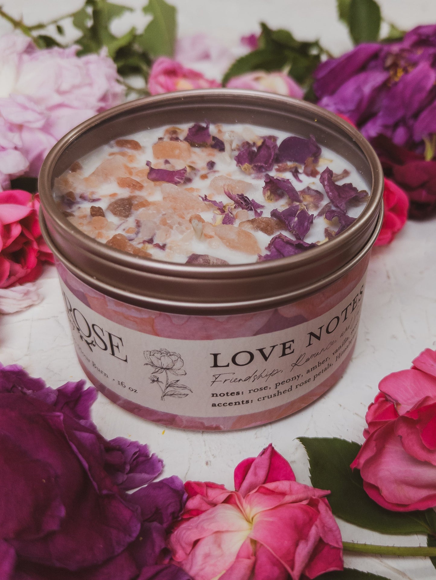 Rose + Pink Salt 4oz Tin Candle