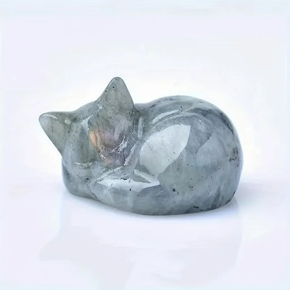 Crystal Sleeping Cat Statue