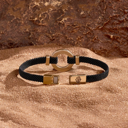 Constant Protection Black Onyx Karma Circle Men’s Black String Bracelet