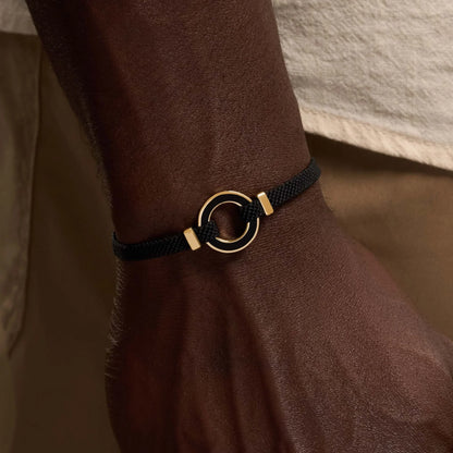 Constant Protection Black Onyx Karma Circle Men’s Black String Bracelet